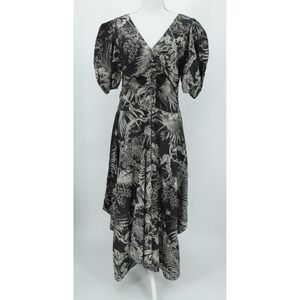 Love‎ the Label Dress Womens Large Black Beige Floral Midi Ruffle Chic Boho